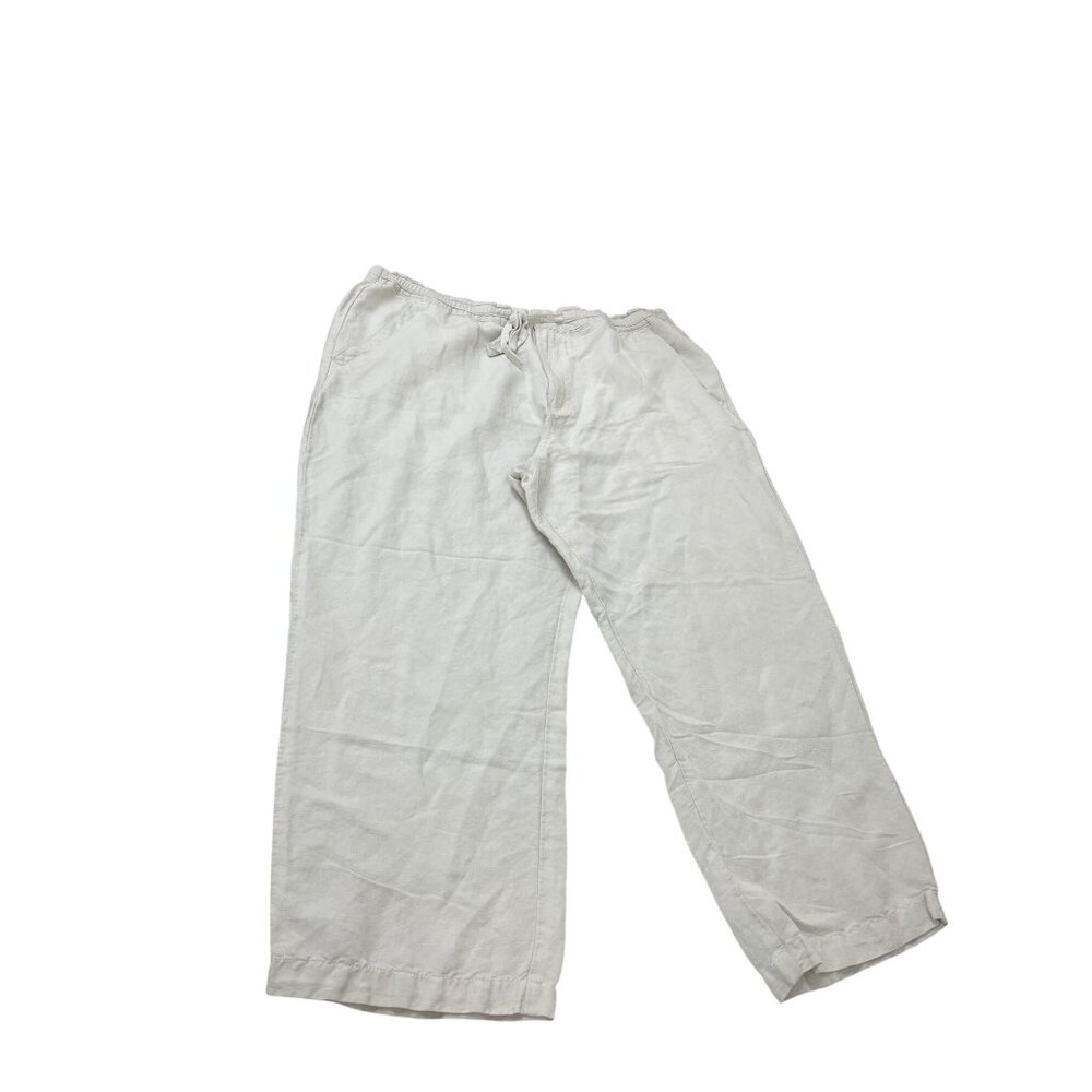 Cubavera womans beige Drawstring Linen blend wide leg pants size 2XB SKU 8437